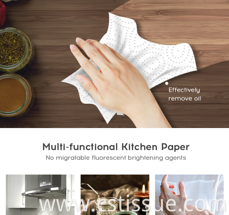 Factory Supply Kitchen Cleaning Tissue Paper White Wood Pulp 2Ply Kitchen Tissue